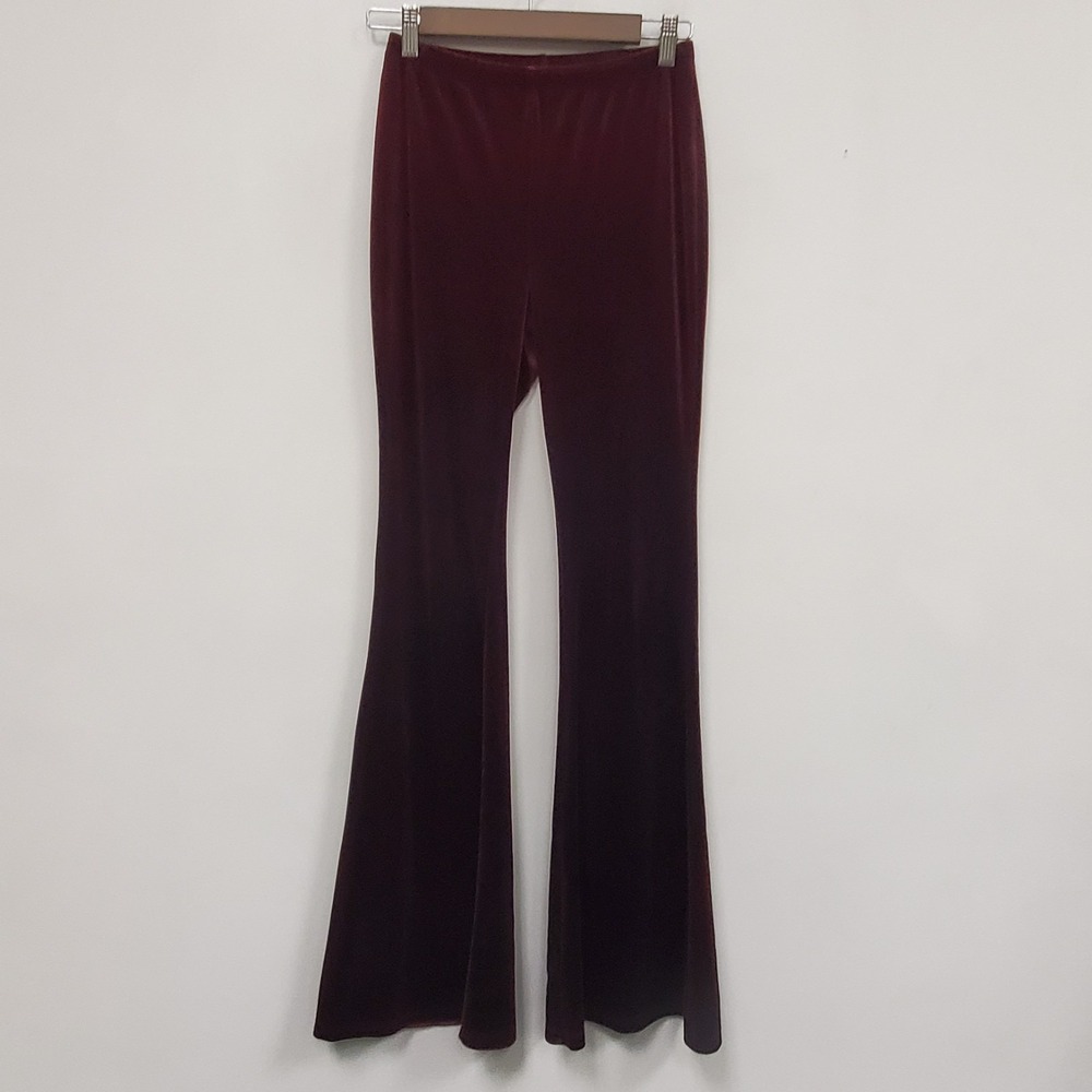 Forever 21 Womens Pull On‎ Vampire Velvet Flare Bottom Pants Size S Red Goth